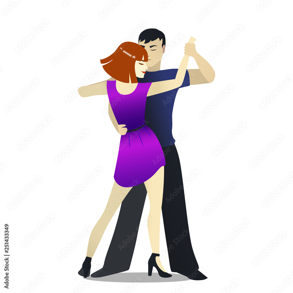 Isolated Rumba Dancers in Cartoon Style