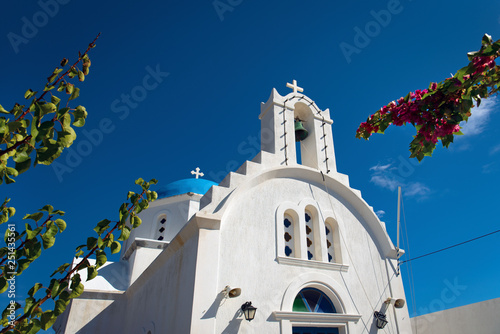 Church with bell tower in Paros, Greece
