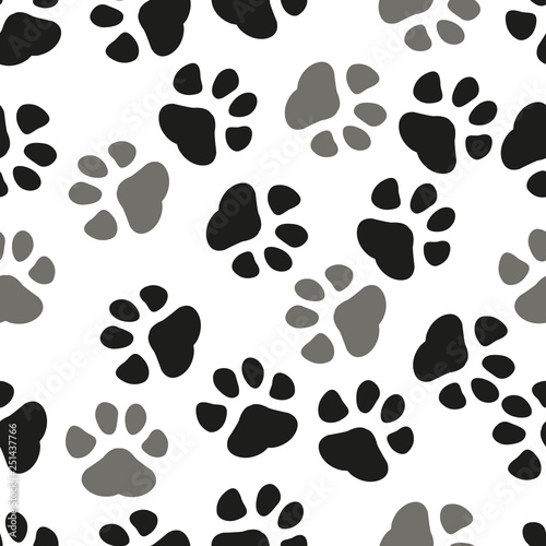 Paw print seamless. Traces of Cat Textile Pattern. Cat footprint seamless pattern. Vector seamless