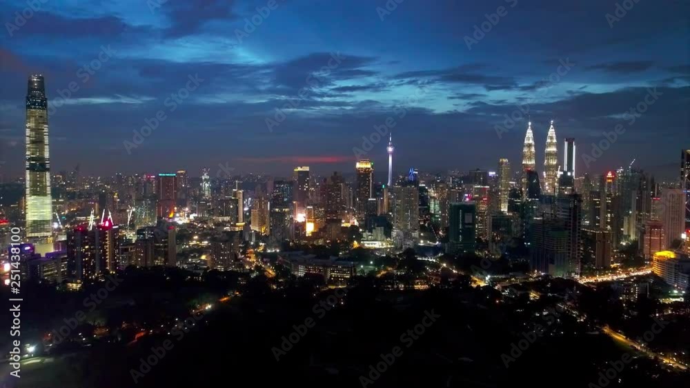 Aerial night view buildings and landmarks in Kuala Lumpur, city centre. Kuala Lumpur, MALAYSIA. Aerial night view buildings and landmarks in Kuala Lumpur, city centre. Kuala Lumpur, MALAYSIA.