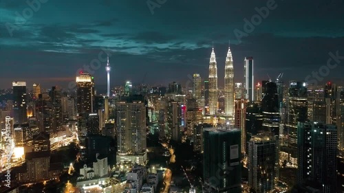 Wallpaper Mural 4k footage Aerial view of buildings and landmarks centre Kuala Lumpur city, during day to night at Kuala Lumpur, Malaysia.  Torontodigital.ca