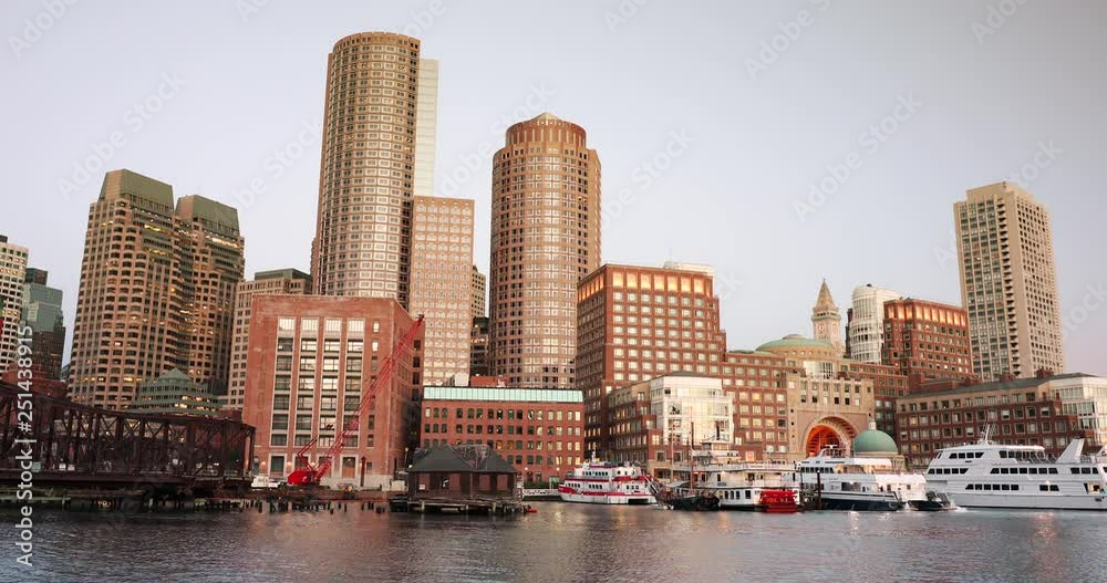 Boston city skyline at sunrise Massachusetts USA Boston city skyline at sunrise Massachusetts USA