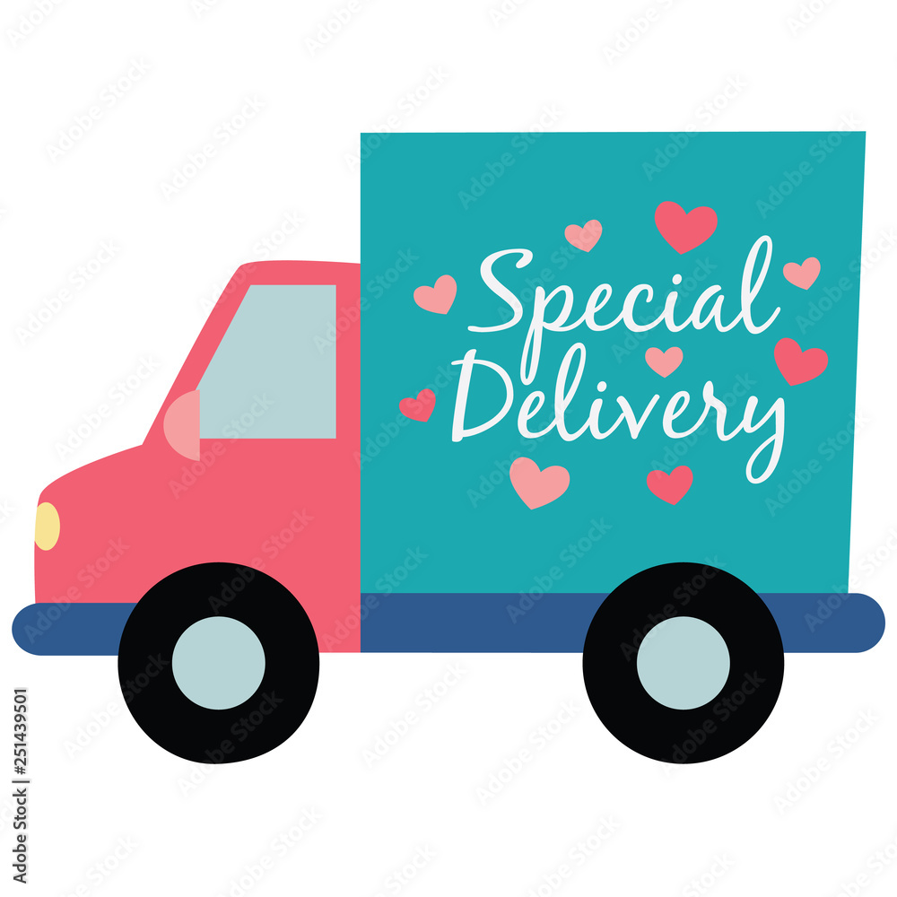 Vector Special Delivery Truck Hearts Illustration Graphic Vector Special Delivery Truck Hearts Illustration Graphic