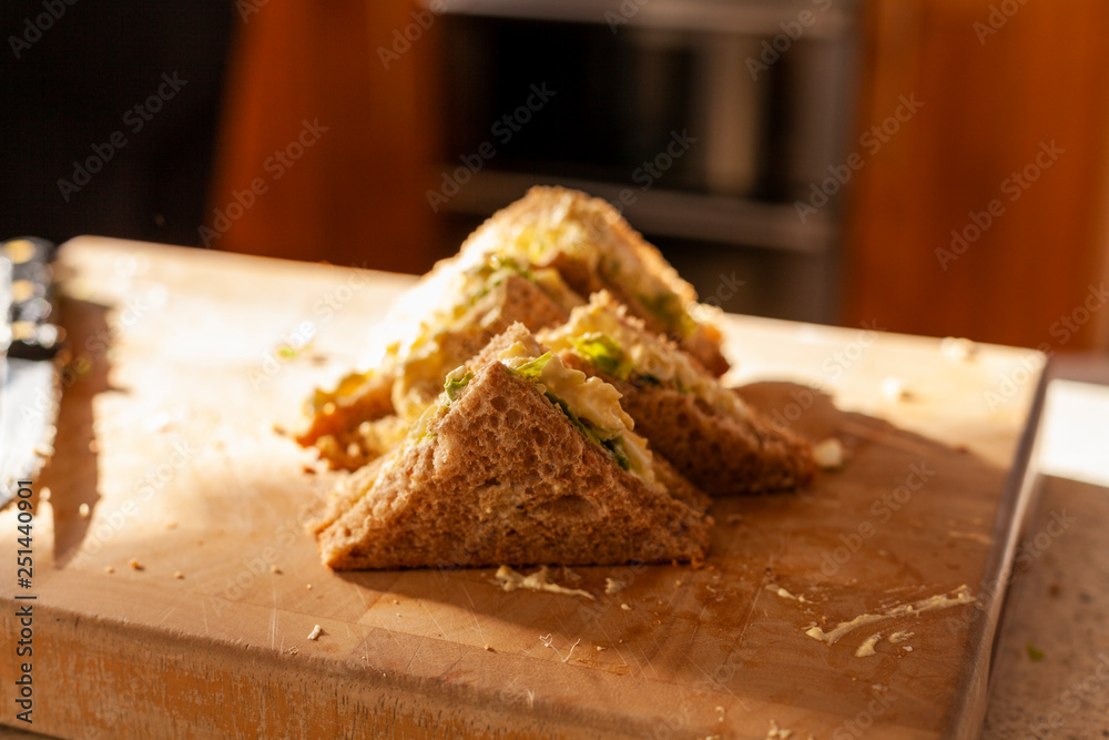 Woman making sandwiches