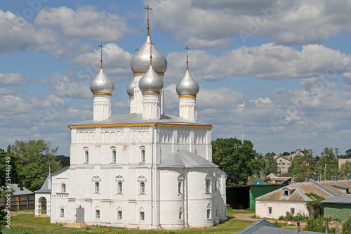 Photography Old white stone temple with silver domes