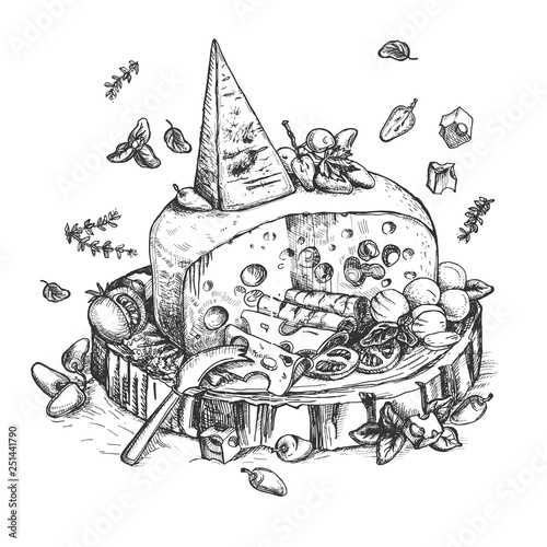 Cheese head on a wooden plate