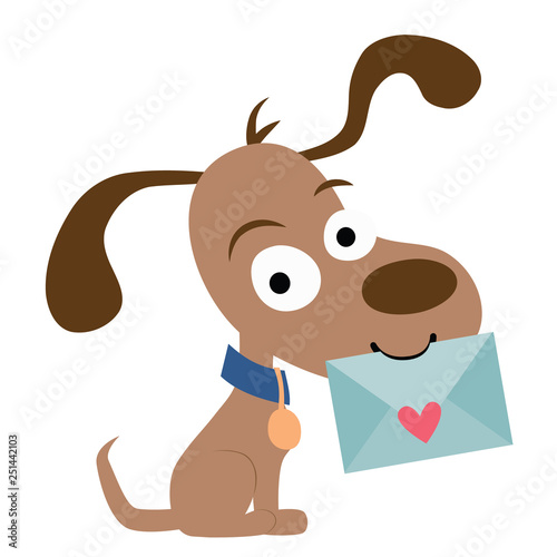 Vector Cute Pen Pal Dog with Envelope Illustration