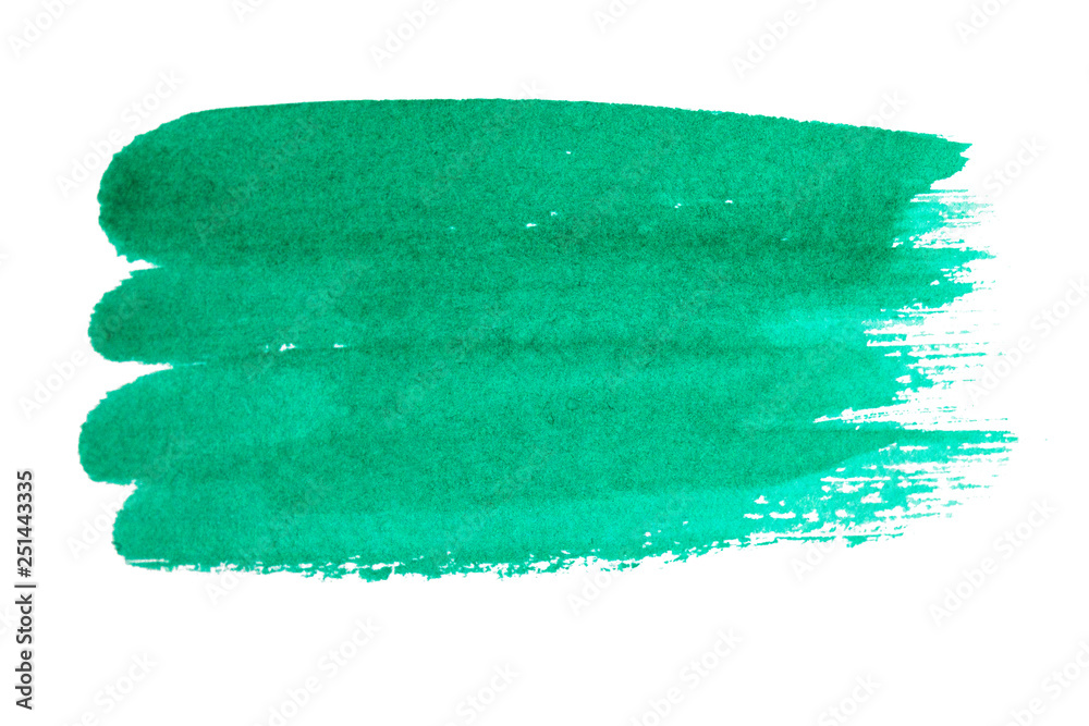 Fototapeta premium Abstract watercolor spot on white textured paper. Isolated. Hand-drawn background. Aquarelle brush stains on paper. For design, web, card, text, decoration, surfaces. Turquoise, marine color.