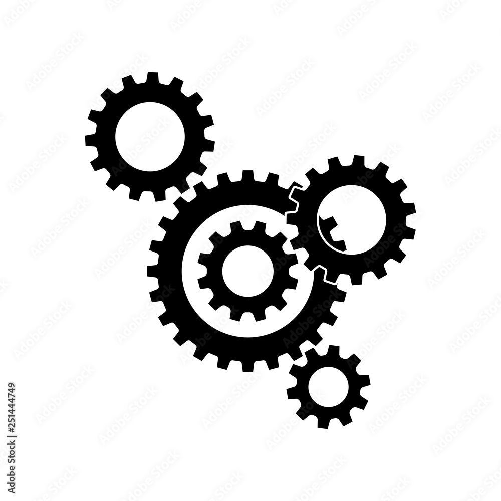 Vector gears and cogs with same size teeth. Vector gears and cogs with same size teeth.