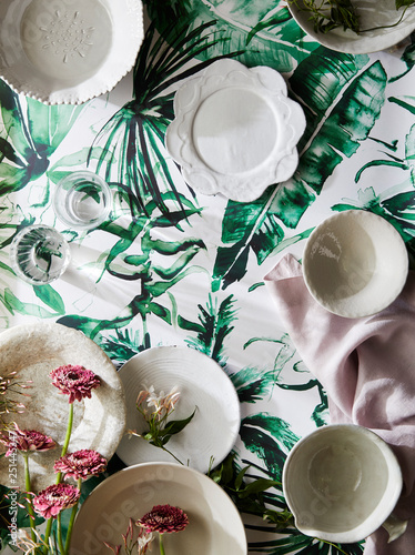 Plates on Floral Wallpaper