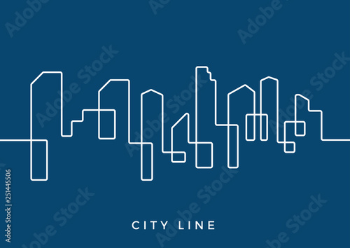 City skyline line art vector illustration