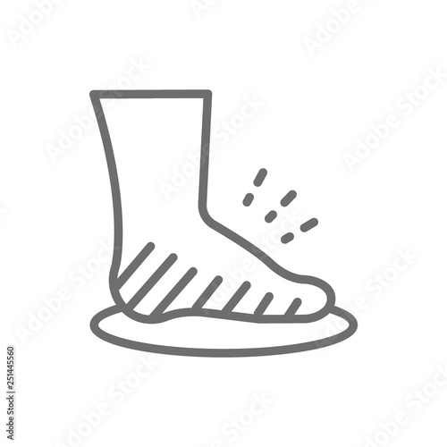 Leg swelling, edema, obesity, fat foot line icon.