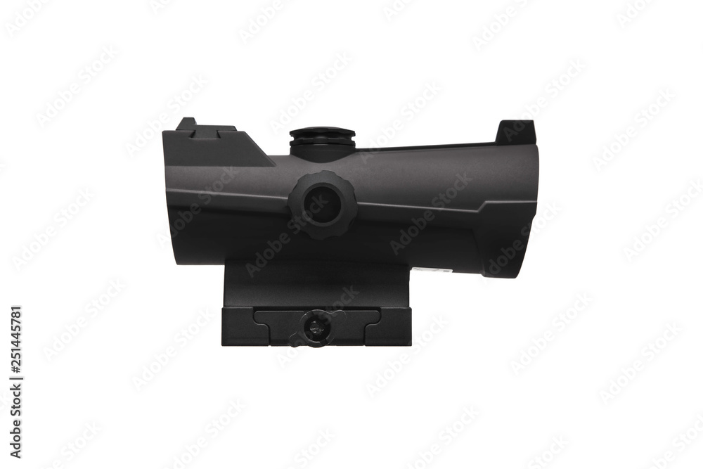 Collimator sight isolated on white background.Sight for military special purpose. Collimator sight isolated on white background.Sight for military special purpose.