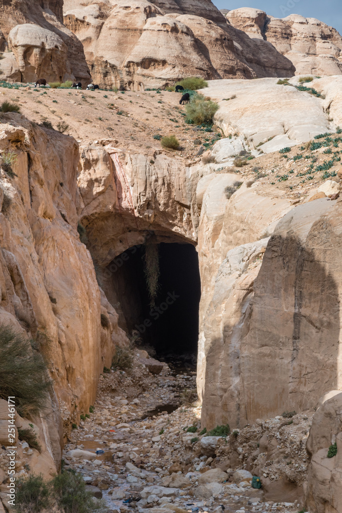 Water canal in ancient city of Petra, Jordan.
