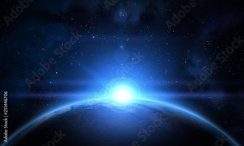 Fototapeta Naklejka Na Ścianę i Meble -  Earth, Nebula and Sun.