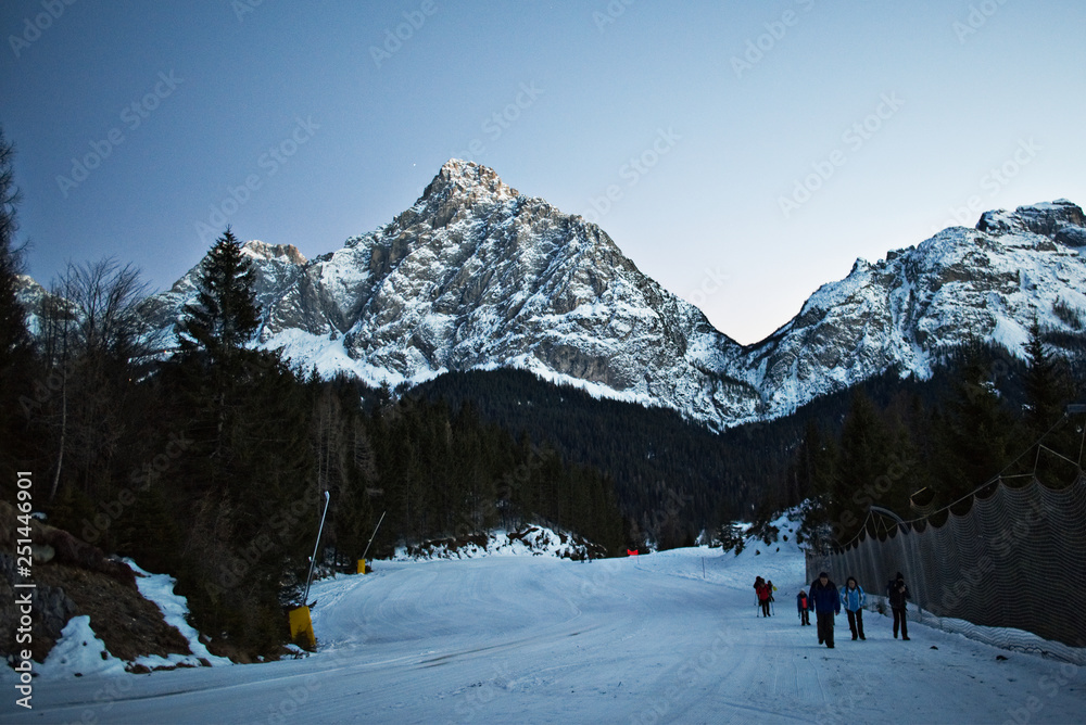 Fototapeta premium Walk in the ancient village of Sappada. Landscape from Monte Ferro.