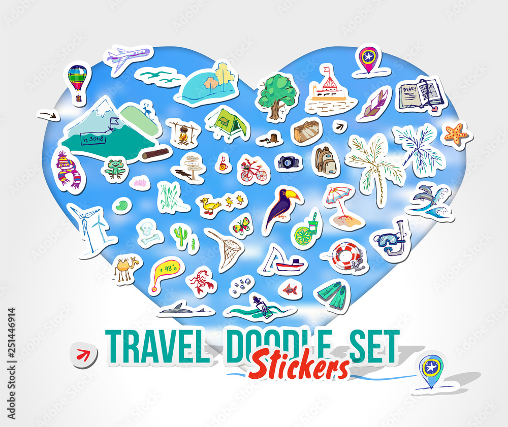 traveling doodle stickers 