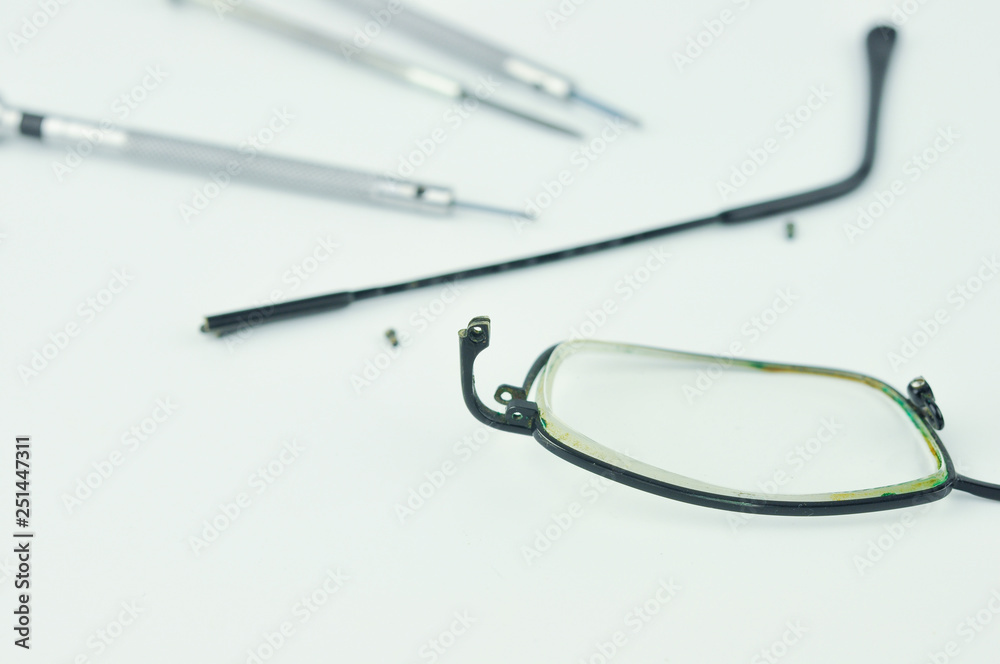 Eyeglasses repair concept. Eyeglasses repair concept.