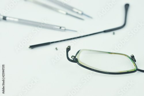 Eyeglasses repair concept.