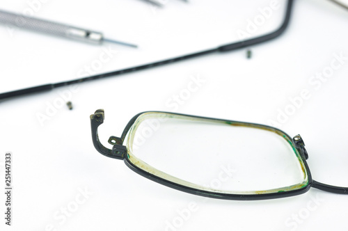 Eyeglasses repair concept.