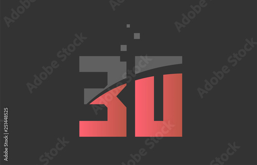 orange grey number 30 for logo icon design