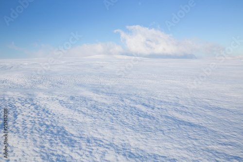 Morning mood short after sunrise in Krkonose in winter (Poland, Czech Republic)