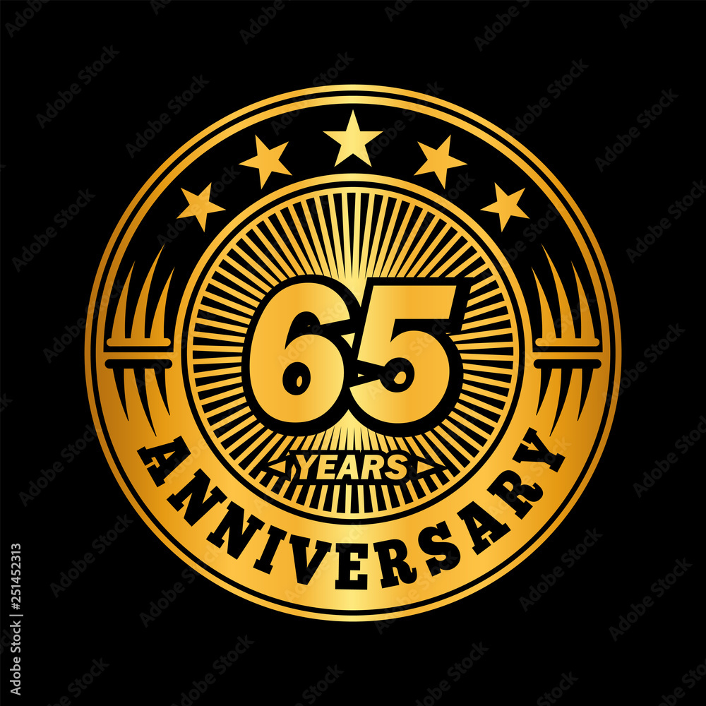 65 years anniversary. Anniversary logo design. Vector and illustration.