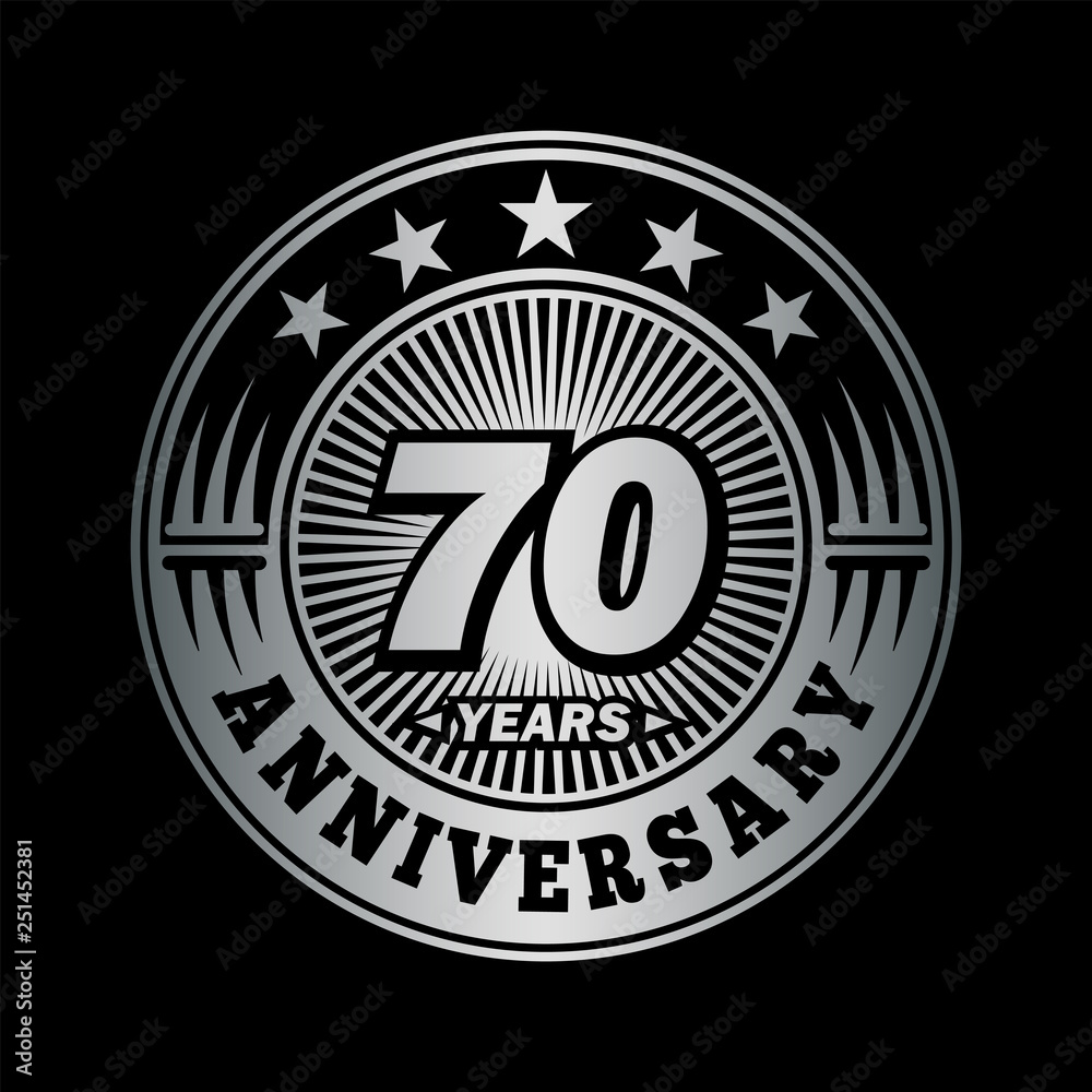 70 years anniversary. Anniversary logo design. Vector and illustration.