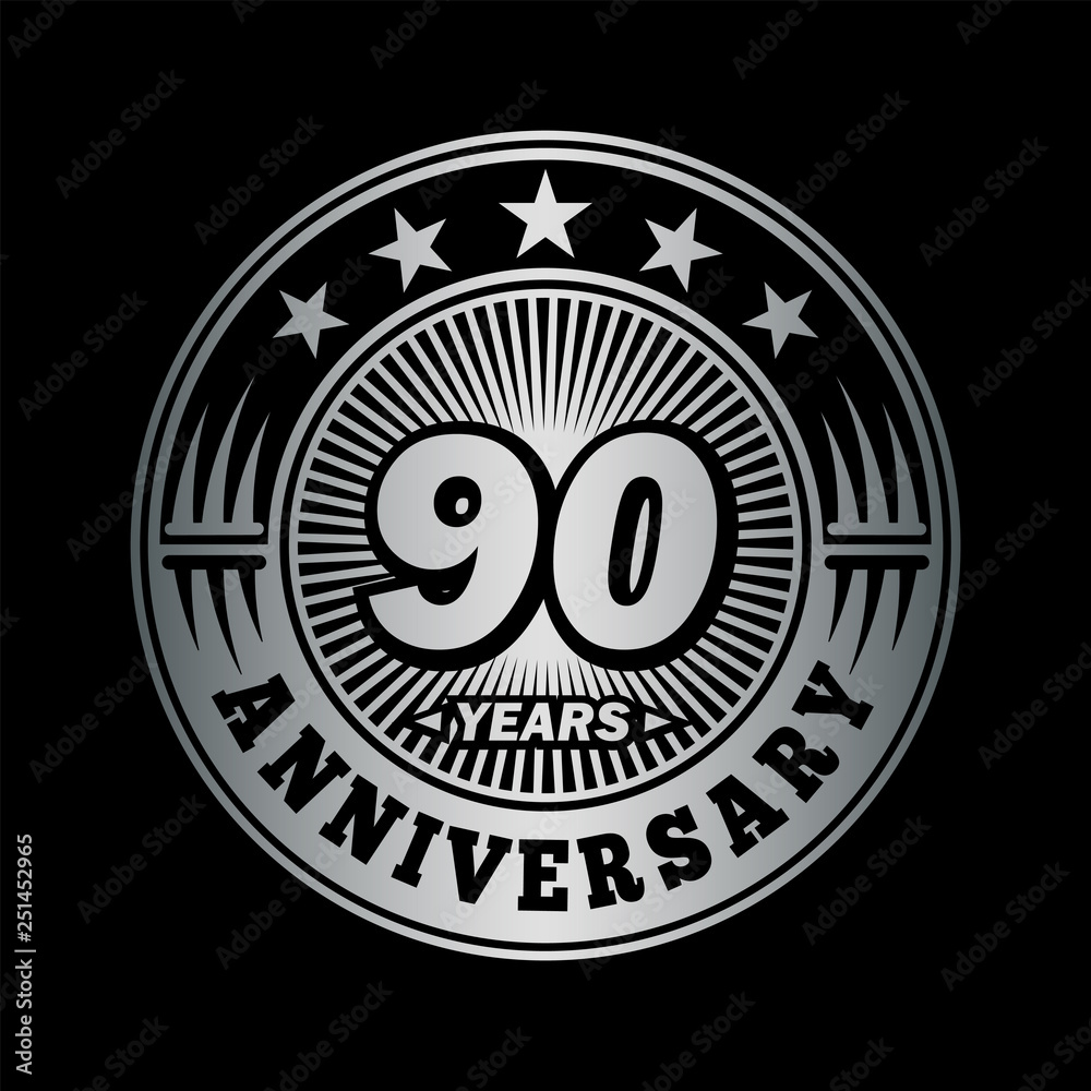 90 years anniversary. Anniversary logo design. Vector and illustration.