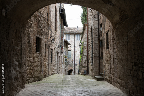 Medieval old street in Gubbio  Umbria  central Italy
