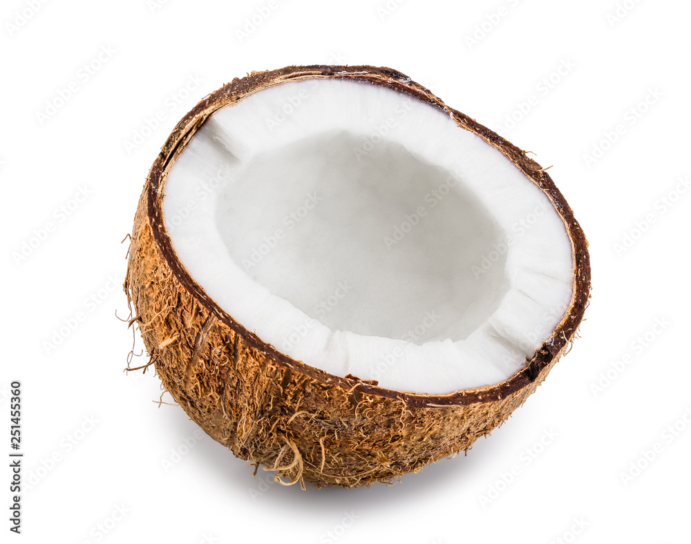 half of coconut isolated on white background half of coconut isolated on white background