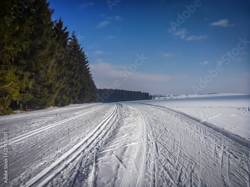 Nordic skiing trails on Frysavsky ledovec near Frysava, Czech-Moravian highlands, Czech Republic © Martin