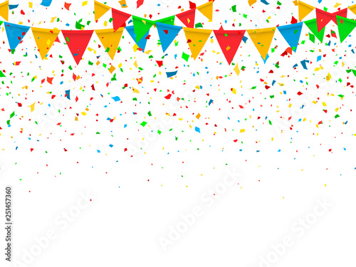 Seamless pattern festive flags and confetti