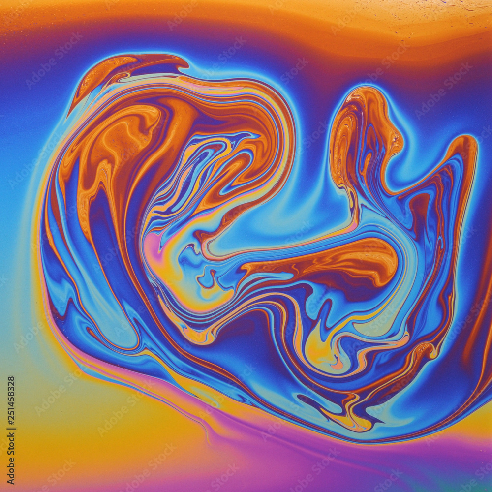 abstract colors and shapes of a special kind of soap bubbles.