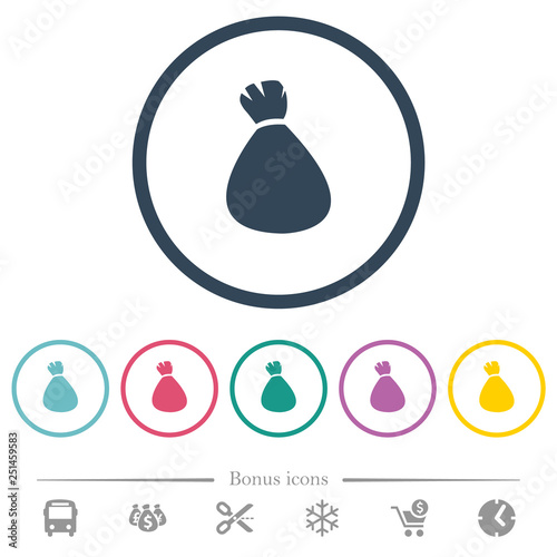 Money bag flat color icons in round outlines