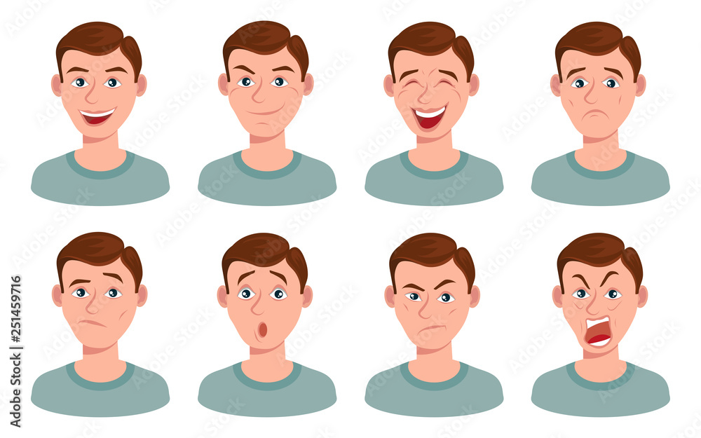 set of man facial emotions, vector graphic to design set of man facial emotions, vector graphic to design