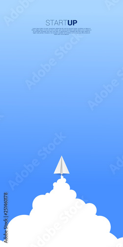 origami paper airplane flying in the sky. Business Concept of leadership and vision mission.