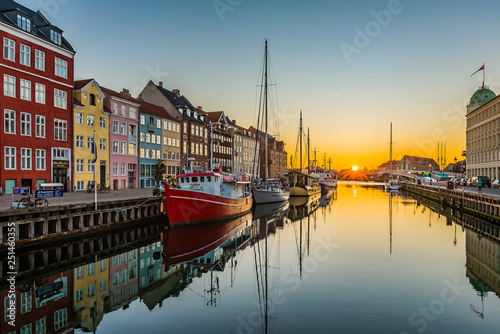 The tranquil water of Nyhavn an early morning