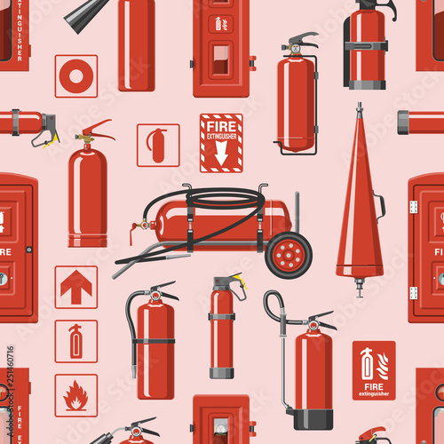 Fire extinguisher vector fire-extinguisher to for safety and protection to extinguish fire illustration set of extinguishing equipment of firefighter isolated on background
