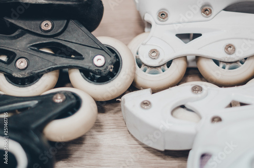 roller skates and wheels