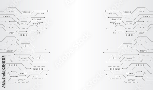 Circuit board texture on the white background. Abstract digital modern concept style. High tech vector illustration