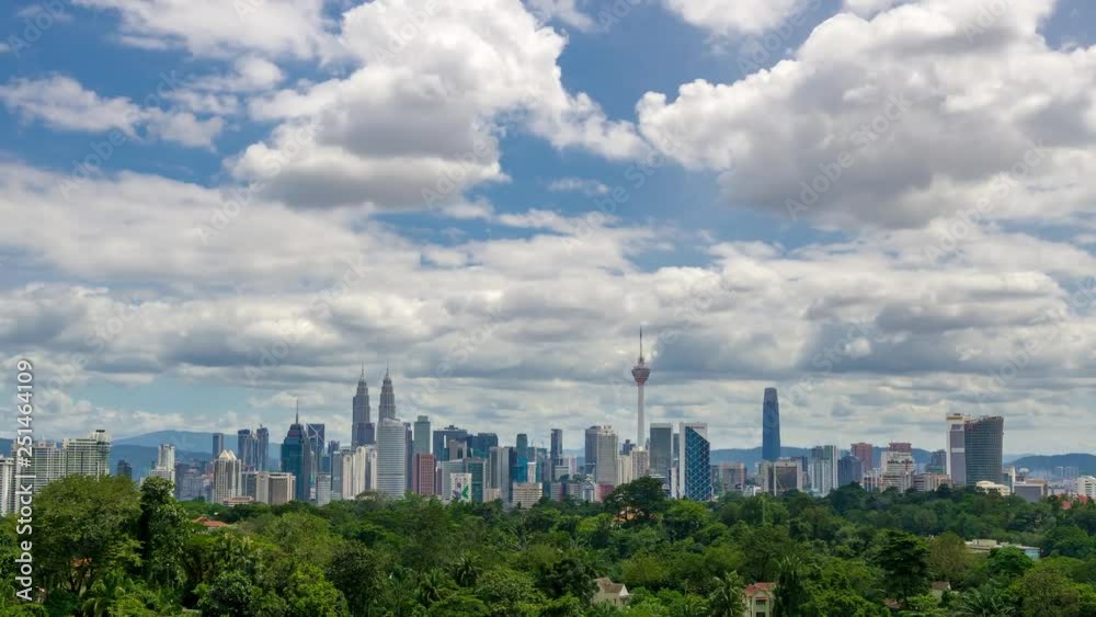 4K Time lapse: Beautiful and dramatic moving clouds over downtown Kuala Lumpur skyline. 4K Time lapse: Beautiful and dramatic moving clouds over downtown Kuala Lumpur skyline.