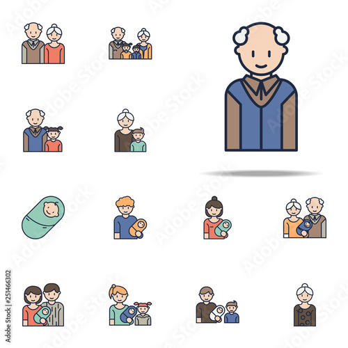 granddad cartoon icon. Family icons universal set for web and mobile
