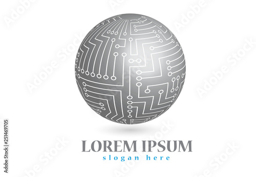 Logo graphic abstract global quantum chip technology