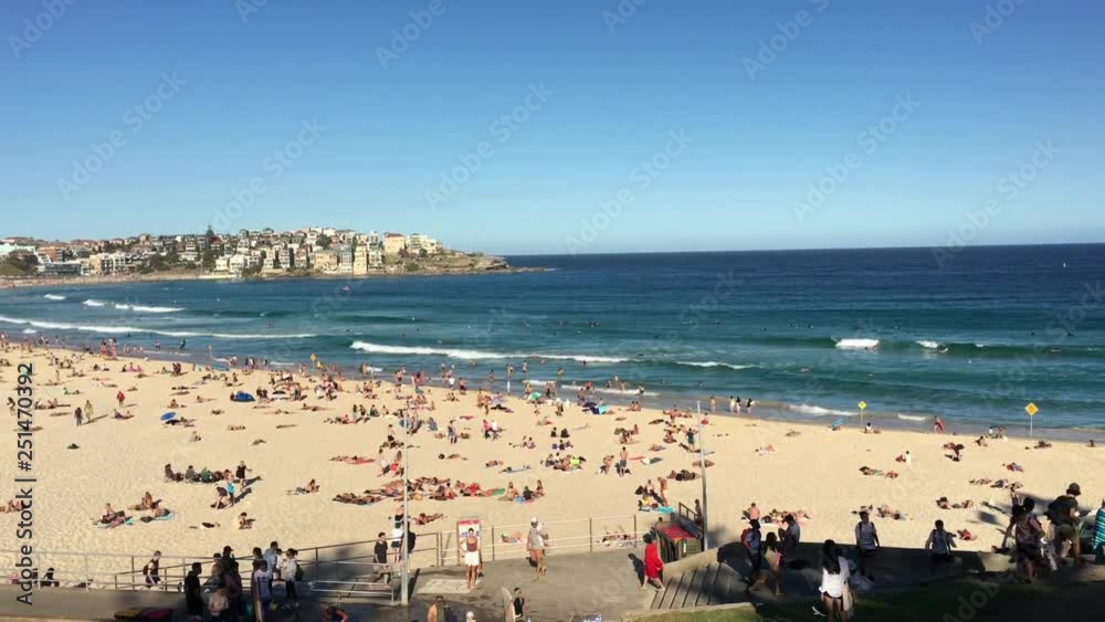 Panoramic landscape view of Bondi Beach in Sydney, New South Wales Australia. Bondi Beach is one of Australia’s most iconic beaches. Panoramic landscape view of Bondi Beach in Sydney, New South Wales Australia. Bondi Beach is one of Australia’s most iconic beaches.