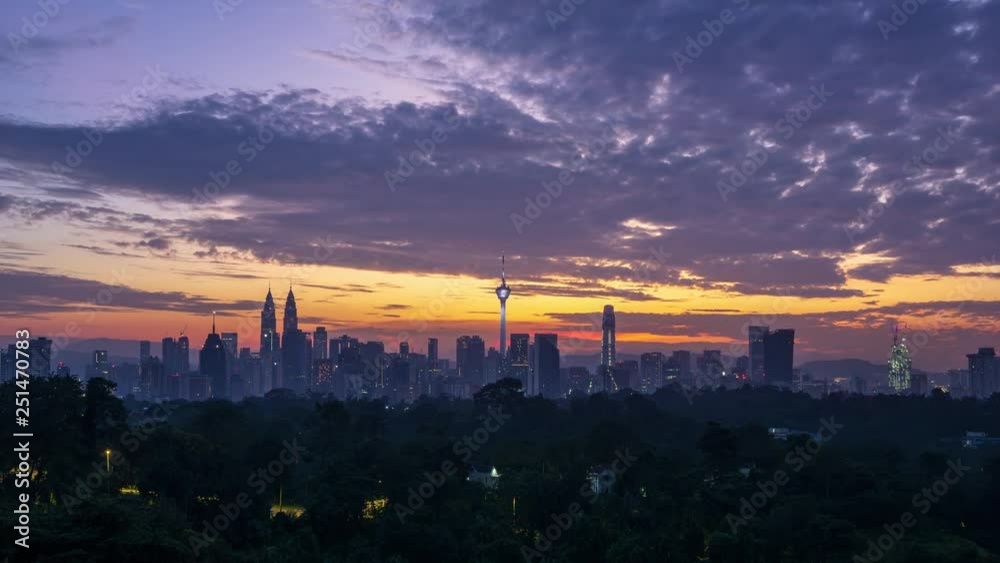 4K Time lapse of majestic sunrise over downtown Kuala Lumpur, Malaysia. 4K Time lapse of majestic sunrise over downtown Kuala Lumpur, Malaysia.