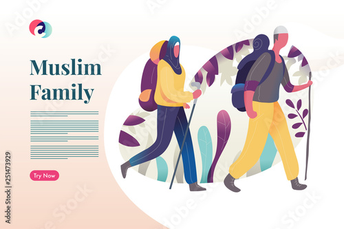 Muslim Couple trekking together