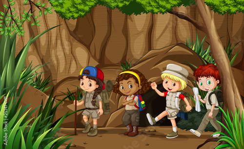 Group of camping kids