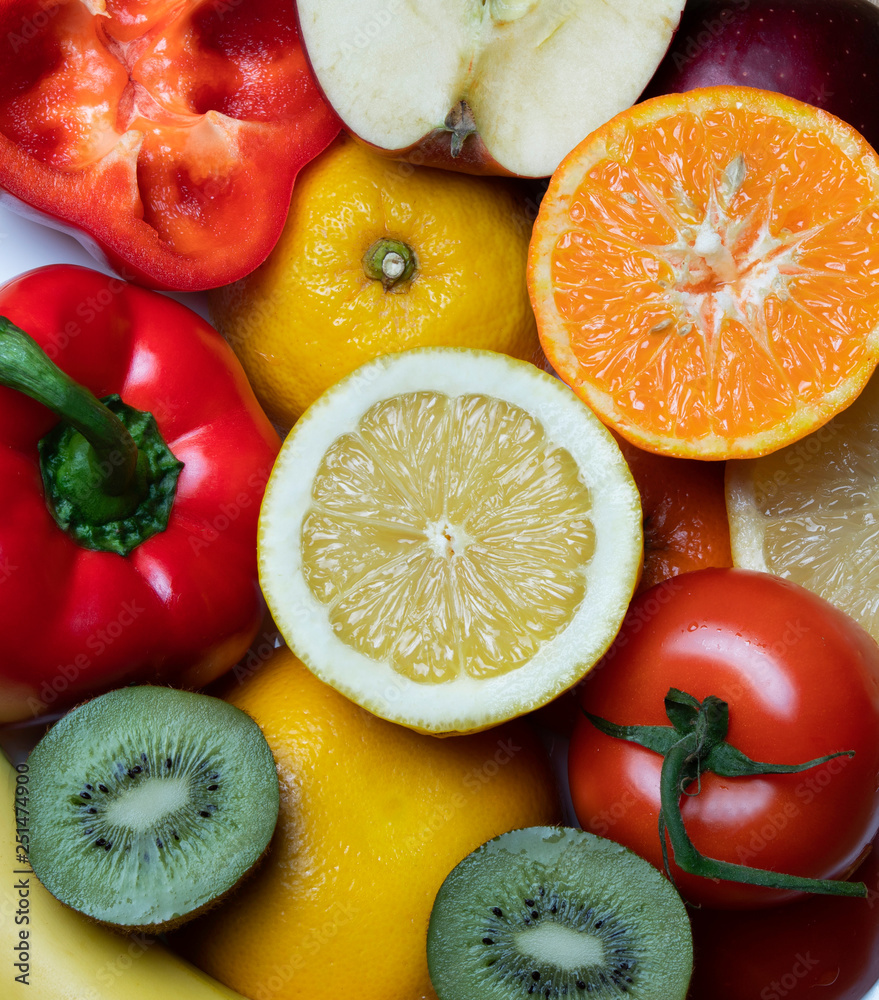 fresh fruits on white background fresh fruits on white background