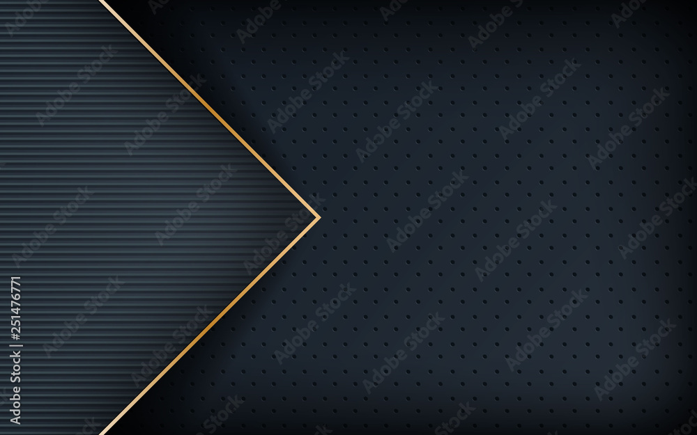 Dark blue tone abstract background overlap layer. Realistic golden line and textured background. Futuristic design concept. Dark blue tone abstract background overlap layer. Realistic golden line and textured background. Futuristic design concept.